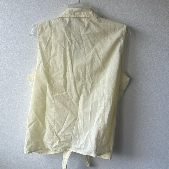 Dress Barn top light yellow eyelet front tie summer happy size Large - Picture 8 of 11